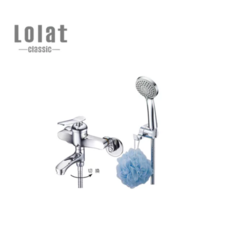 Lolat浴室淋浴龍頭組，多功能切換，附蓮蓬頭掛座，過濾雜質，穩固耐用, 鉻色, 1個