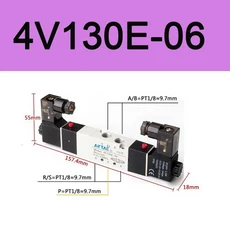AirTAC 4V130C-06 4V230C-08 4V330C-10 솔레노이드 밸브 공기 밸브 5 포트 3 위치 방향 반전 밸브 12V 24V, 17 4V130E-06, 17 4V130E-06