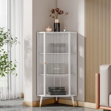 공간 활용 장식장 코너 수납장 틈새 철제 유리 술 진열장 북유럽 모던 화이트, 화이트 40x40x105