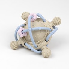 嬰兒手抓球玩具0-3歲寶寶早教益智玩具牙膠曼哈頓搖鈴手抓球玩具, 1個, 卡其色曼哈頓手抓球益智玩具:1