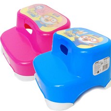 [피노키오] 뽀로로 유아 어린이 2단 발 디딤대 아기 디딤대 미끄럼 방지 계단, 2단 발디딤대_핑크, 1EA