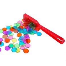臺灣出貨-可開發票早敎磁透明磁力玩具彩色塑料片吸數學幼兒園敎具磁性圓片磁吸 KGHV, 1個, 單色磁力棒+100粒金屬圓片