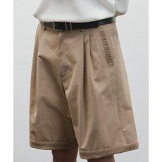 [알리스] 폴디드 레더 패치 와이드 버뮤다 팬츠 [베이지]