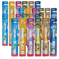 브러쉬버디즈 키즈 캐릭터 칫솔 6종 x 4p 세트, 혼합색상, 1세트, 24개입