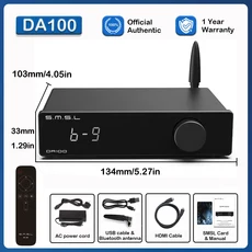 SMSL DA100 파워 앰프 TAS5827x2 칩 지원 HDMI ARC 블루투스5.3 광 라인 EQ 리모컨 포함, 01 DA100