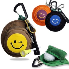 벙거지 골프공파우치 골프티꽂이 SET 필드 멀티파우치 파크골프 호환, 1세트, 브라운