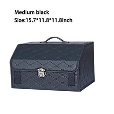 자동차 트렁크 상자 접이식 대용량 자동 가죽 도구 보관 가방, Black Medium, 1개, 색상 이름: 2. Black Medium