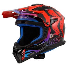 LS2 Helmets Gate II 풀 페이스 MX 오토바이 헬멧매트 블랙 - 3XL 185184, 3X-라지, 글로스 워시 레드/블루/퍼플