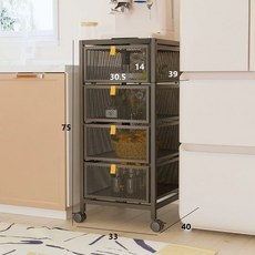 이동식 수납장 거실 철제 서랍장 옷 멀티 틈새 슬라이딩 선반 캐비넷 다용도실 틈새장 와이드 3단, 0 칸, 좁은 스타일 가죽 손잡이 서랍장 4단 블랙