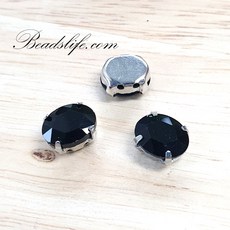 타원글라스 캡보석 백금도금, 7-10mm(30개), 검정, 1개