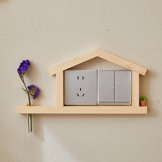 원목 스위치 벽면 보호 커버 귀여운 디자인 인테리어, 좌측 수경재배병 포함 이중 개폐 집