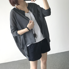 QUEEN&JOY 素色亞麻開襟外套