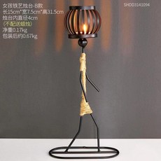 創意復古鐵藝擺件燭台 適用於北歐餐廳餐桌擺設飾品, B款