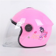 전동 스쿠터 경량 자전거 오토바이용 통기성 좋은 여름용 반모 바이크 헬멧 안전 보호장비, 1개, 사계절 핑크 공주 일반 4-15세