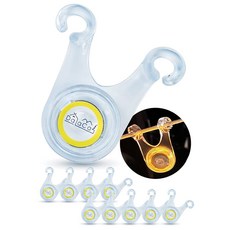 DaLaCa 로프 LED 라이트 10개 세트 전지 설명서 전용 케이스 포함 캠핑 가이로프 페그 야간 전도 방지 방수 300시간 연속 점등 (옐로우), 옐로우, 상세페이지 참조