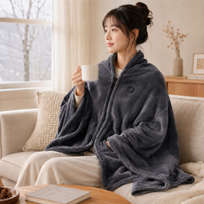 무선 휴대용 극세사 전기담요 1인용 USB 사무실 캠핑용 플란넬 발열 망토 담요, 80 x 150 cm, 다크그레이