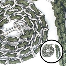 엠펫 로프체인 리드줄 편리한 핸들 안전 내구성 카키 색상 강아지용 동물용품 산책용 반려동물 리드줄 애완동물