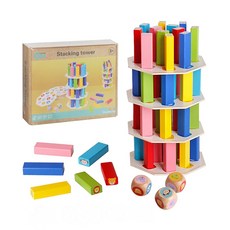 木製圖形顏色辨識疊疊樂 擲骰子手眼訓練 水性安全漆幼兒安全玩具 原木安全無毒玩具, 1個, Multicolor