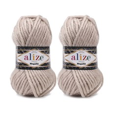 alize Megafil系列編織毛線, 152 燕麥色, 2入