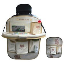 깔끔 귀여운 차량용 뒷자석 정리함 / 테이블형 올인원 / 후크걸이 증정, 브라운 곰돌이, 1개