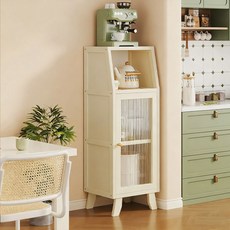 SeekFun 다용도 주방 수납장 전자레인지 선반 커피 티팟 양념 정리장 원문형/쌍문형 하얀색 우드색, 화이트, 4단