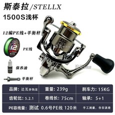 STELLX 斯泰拉 3500S 淺線杯 紡車輪 12編PE線+平衡杆, 泰拉【1500S淺杯單搖臂】PE線平衡杆, N/A, 斯泰拉 1500S