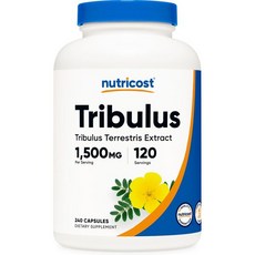 Nutricost 누트리코스트 트리불루스 테레스트리스 추출물 1500mg 240캡슐 - 45 사포닌 120회분 비유전자변형 글루텐 프리, 1개, 240정