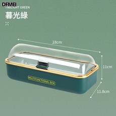 DFMEI 輕奢筷子盒帶蓋防塵瀝水家用廚房, 1個, 金邊墨綠色:如圖, 1層