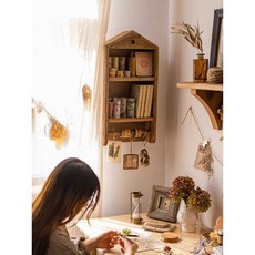 낙원굿즈 집모양 선반 수납선반 우드 수납 소품, A형