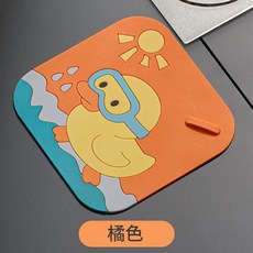 卡通防臭地漏蓋, 防異味地漏蓋小鴨子橙色12x12CM