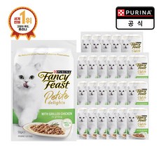 팬시피스트 3개월 이후 고양이 쁘띠딜라이트 주식 파우치, 닭, 50g, 24개