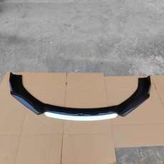 通用汽車四段前脣包圍前臉下巴擾流闆三廂防颳改裝 前下巴 改裝 前脣 擾流闆 前鏟 前下巴 前定風翼, 【通用】亮黑+白舌 送貼紙