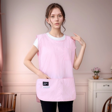 오르모 조끼형 앞치마 핑크 예쁜 방수 카페 어린이집 유치원 식당 주방 애견 미용 입는 숏 앞치마, 1개, 색상/블랙