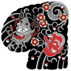 大邱紋身 霸氣般若天狗大半甲紋身貼紙 右半甲設計 尺寸30x32公分, 1個, 無