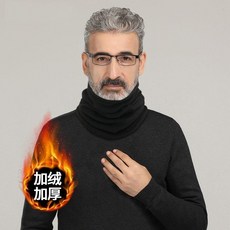棉質男士加絨加厚圍脖，冬季護頸保暖, 黑色加絨 單件無贈送, 1個
