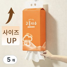 구름티슈 걸어쓰는 뽑아쓰는 도톰한 4겹 벽걸이형 티슈 휴지 화장지, 5개, 280매