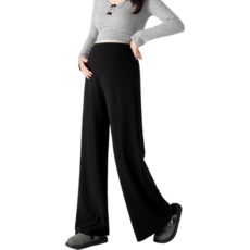 Makone 임부 솔리드 하이웨이스트 캐주얼 소프트 캐주얼 슬렉스 바지