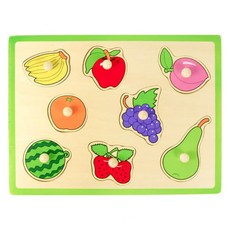 과일 모양맞추기 꼭지퍼즐 원목 인지능력 어린이집 사운드 교구, 8피스, 1개