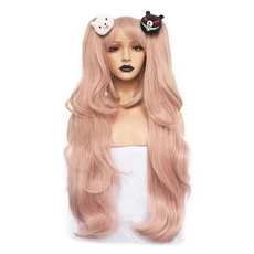 Danganronpa: Trigger Happy Havoc Women 에노시마 준코 코스프레 가발 역할 놀이 포니 테일 곰 헤어 핀, 01 wig and hairpin bear, 01 China Mainland, 1