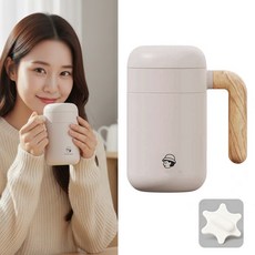 Oyoson 충전식 자동 프로틴 회전 믹스컵 커피컵 머그컵 IPX6 방수, 1개, 380ml, 화이트 여성용