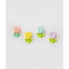 퀼트스타 파스텔 플라워 단추, 1세트, 핑크, 옐로우, 스카이, 바이올렛