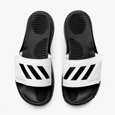 adidas 愛迪達 3線室內拖鞋, 295, 白色 黑色