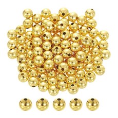 uxcell 유엑셀 18K 골드 스페이서 비즈 6mm 200개입 황동 원형 비즈