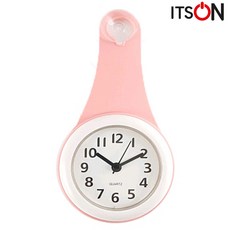 잇츠온 물방울 방수 욕실 시계 + 건전지, 핑크