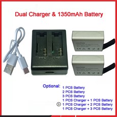 방수 스포츠 카메라 액션 카메라 배터리 수명 1-3시간용 10501350 MAH 대용량 리튬 배터리, 02 1350mAh battery