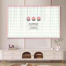 電視罩新款65寸55寸液晶掛式曲面屏幕臺式保護罩家用遮灰蓋布通用, 菱格玫瑰,50英寸