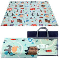 국산 피크닉매트 150cmx200cm, 런던패턴, 국산 티다이 코팅 캠핑매트(런던패턴)중형