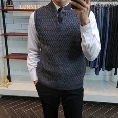 LONNIE J Pretzel Henley 領口鈕扣網狀針織背心