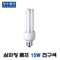 우리조명 삼파장 램프 전구 15W E26 전구색 (11457), 1개
