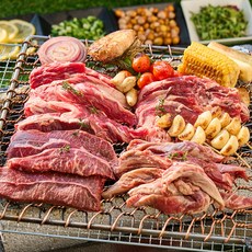 농가살리기 호주 청정우 구이용 (등심+갈비살+우삼겹+부채살), 등심추리+갈비살+우삼겹+부채살 각 200g, 1박스